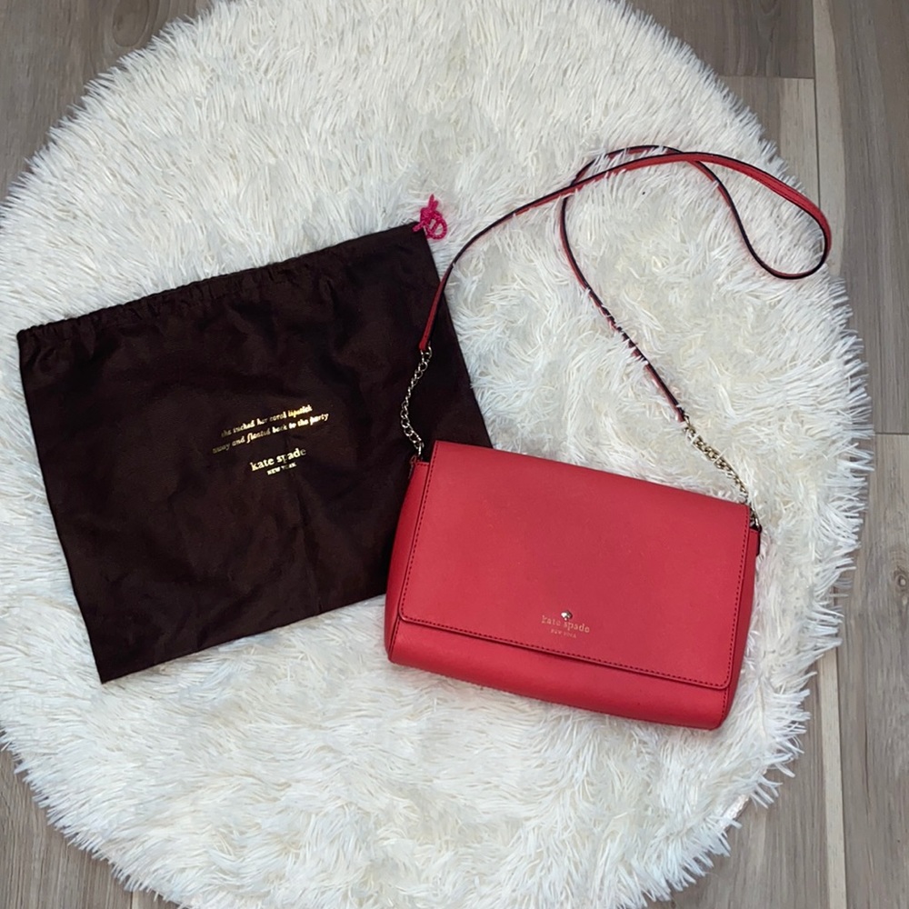 Kate Spade coral/red medium size crossbody bag